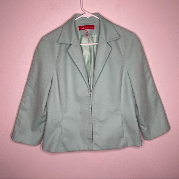 Anne‎ Klein Blazer Light Green Spring Summer Boho Fairy core Size Stretch 8 - Picture 2 of 12